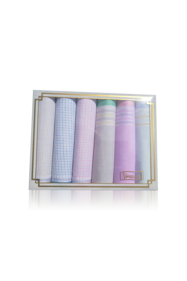 L36-11 Női textilzsebkendő 6db díszdobozban