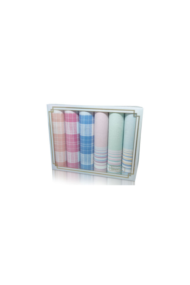 L36-31 Női textilzsebkendő 6db díszdobozban