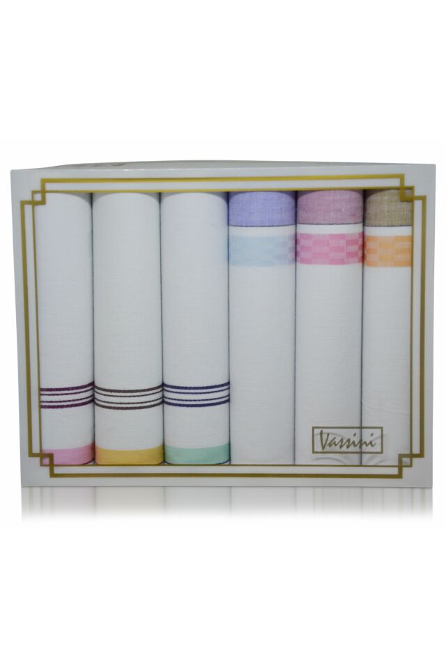 L36-36 Női textilzsebkendő 6db díszdobozban