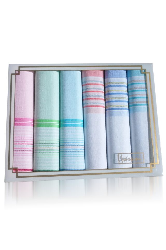 L36-6 Női textilzsebkendő 6db díszdobozban